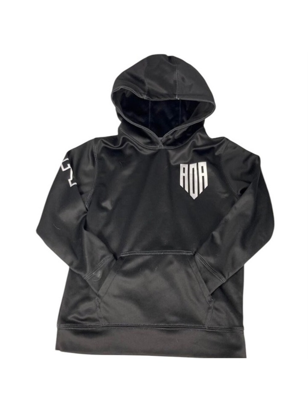 Boys Youth Medium Black Hoodie with Bitker 7 Print